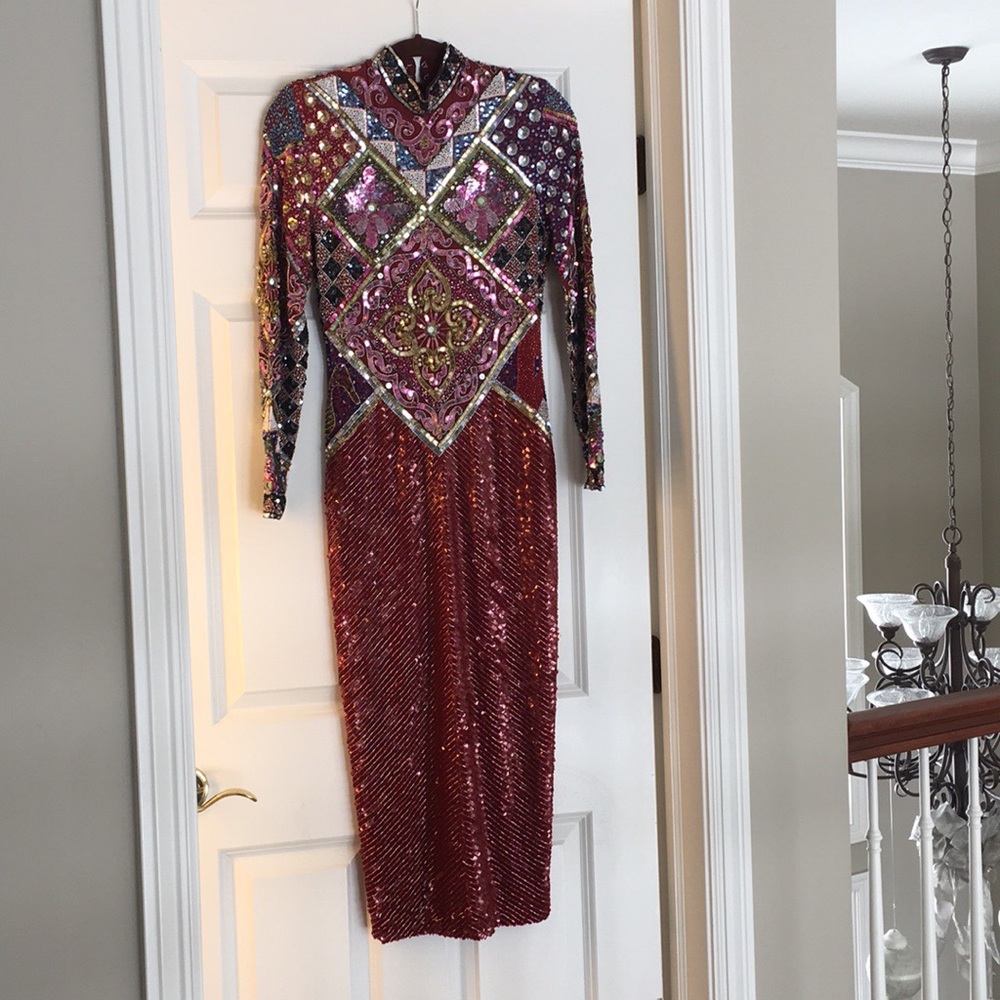 Naeem Khan riazee nights beaded midi dress